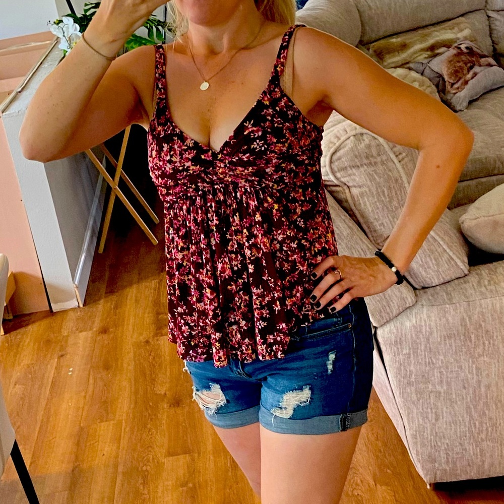 Express Floral Peplum Top, Small
